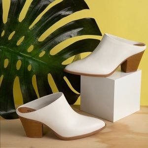 White Vegan Leather Mule Ankle Boots